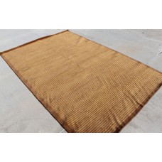 R1445 Superb Wool & Silk Stripe Brown Tibetan Rug 6' X 9' Handmade in Nepal